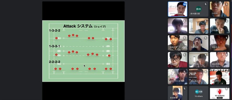 神戸スティーラーズの森田コーチが指導した4コマ目「現代のラグビー アタック」。画像：スポーツを止めるな