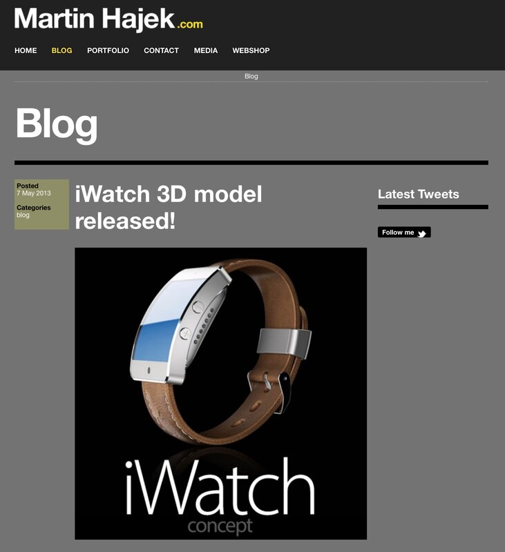 MartinHajek.comでのiWatch 3Dモデル。