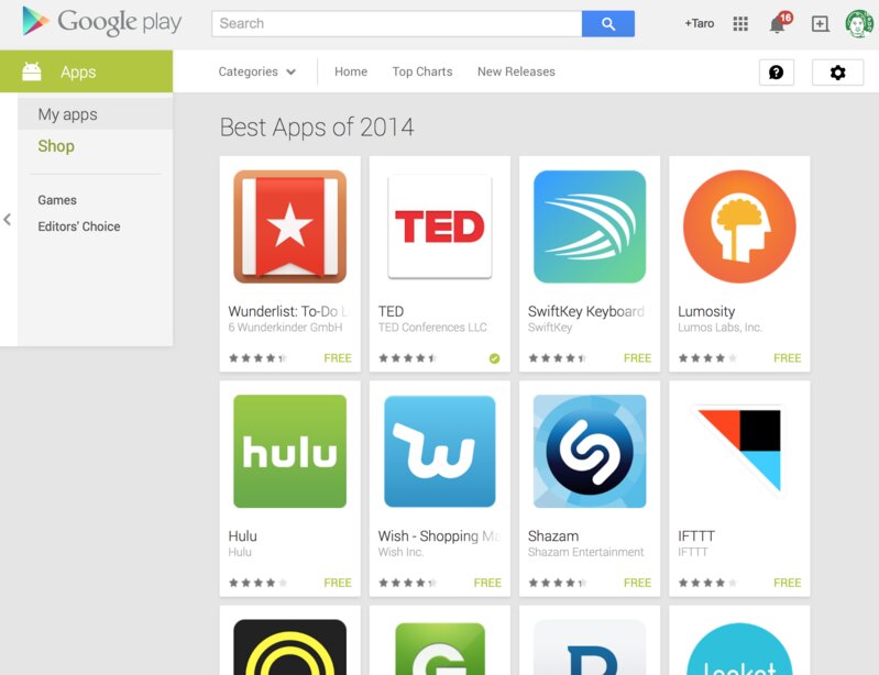 Google Playの2014年ベストアプリ。