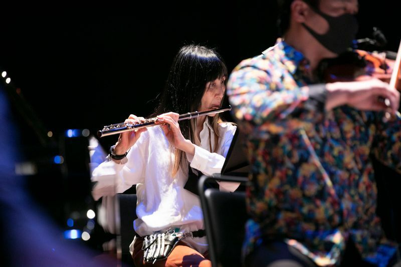 〈マタイ受難曲2021〉でフルートを奏でる中瀬香寿子（撮影／写真提供：永島麻実）
