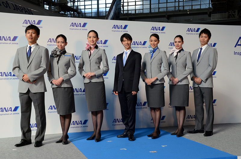 ANAの新制服発表会での羽生結弦選手（2014年4月撮影）