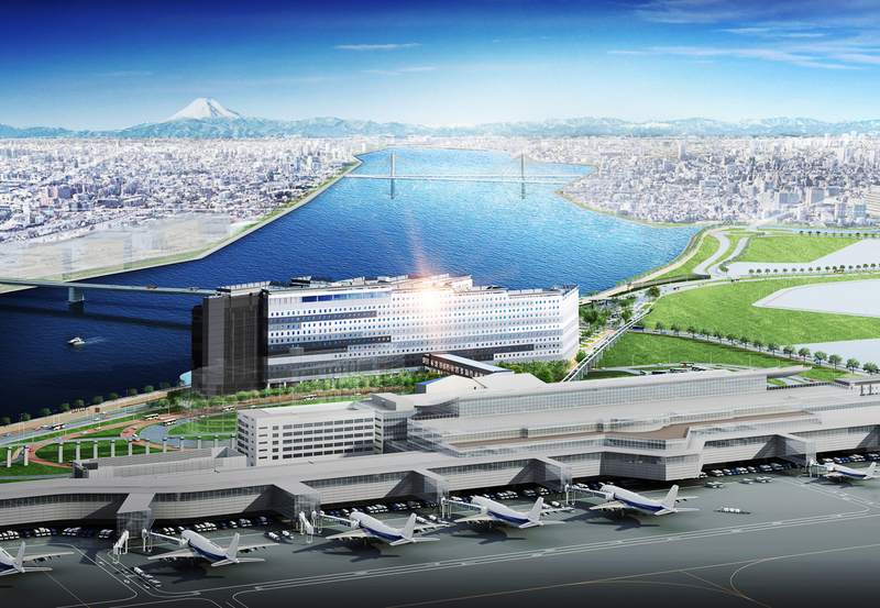 国際線ターミナルと多摩川の間にオープンする「羽田エアポートガーデン」のイメージ写真（特記以外は全て住友不動産提供写真）