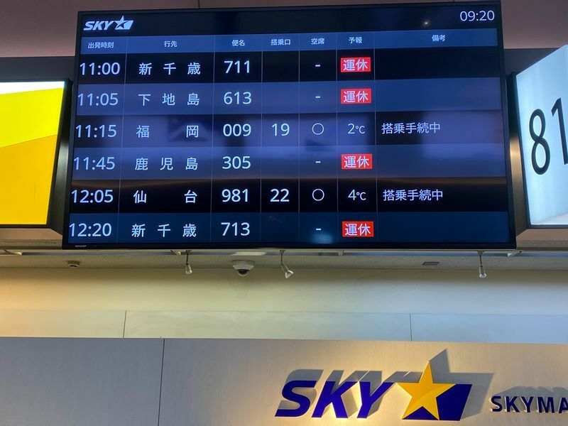2月18日から羽田～仙台線の臨時便を運航開始するスカイマーク。同社にとっては臨時便も含め同路線を運航するのは初めてとなる。仙台空港には神戸便が既に運航されている。（2021年2月18日午前9時20分、羽田空港にて筆者撮影）