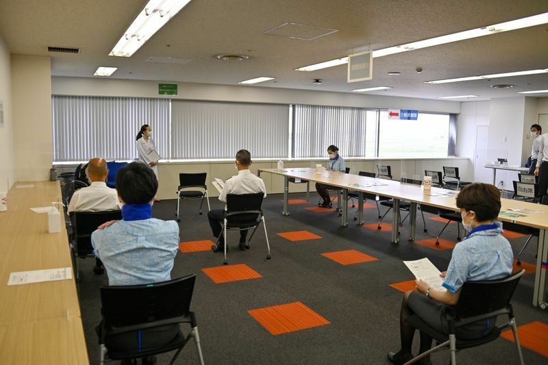 羽田空港内の会議室を活用して、接種会場が準備された（6月13日、筆者撮影　以下同じ）