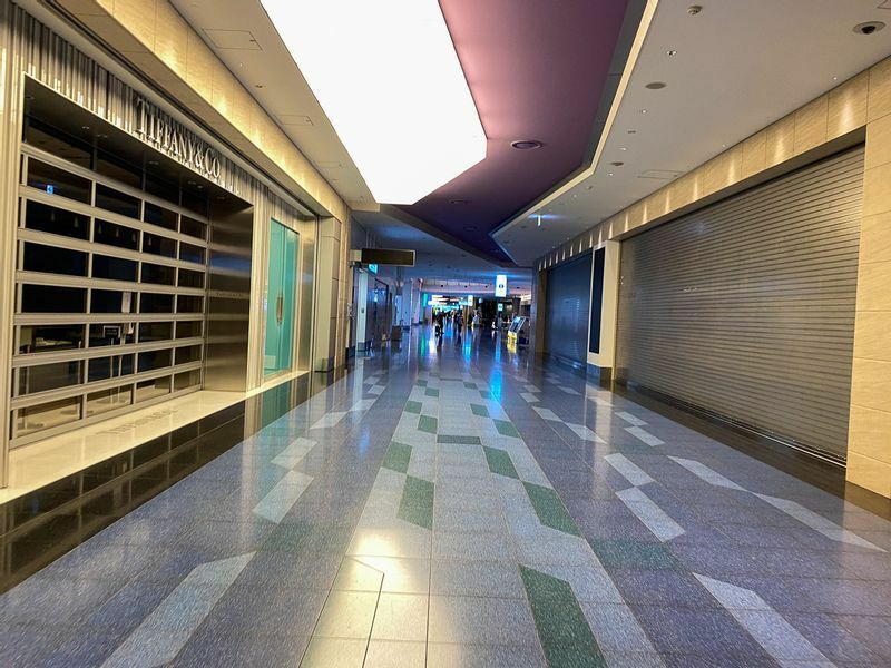 羽田空港第3ターミナルの免税店の多くが一時休業となっている（6月28日撮影）