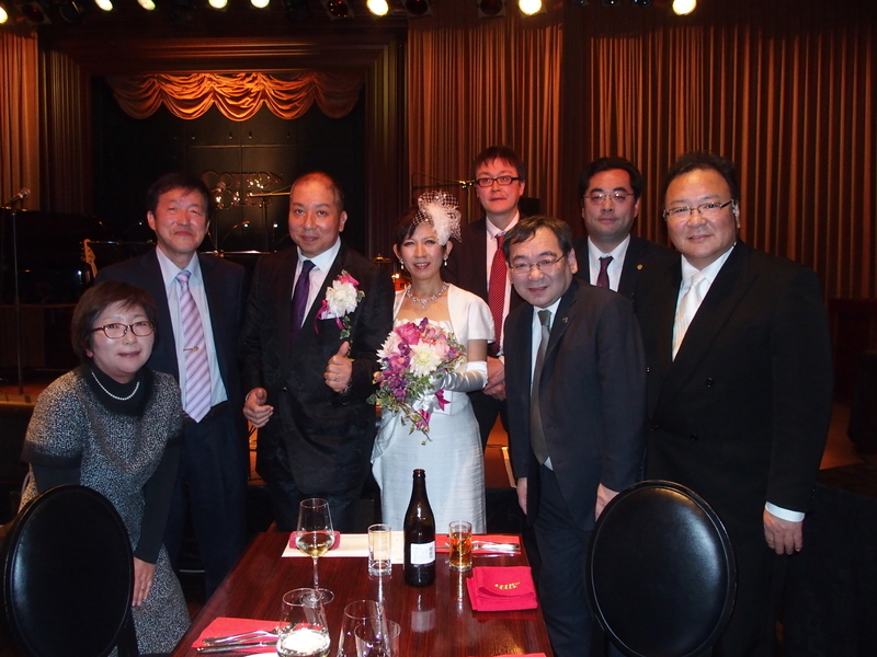 2015年1月　向谷さんの結婚式にて。ひたちなか海浜鉄道の吉田社長、由利高原鉄道の春田社長、評論家の川島令三先生と。右端が筆者。