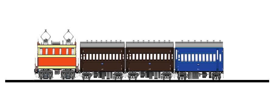 先頭の機関車だけが動力を持ち、後ろの客車をけん引する動力集中方式の大井川鐵道の列車（イメージ）