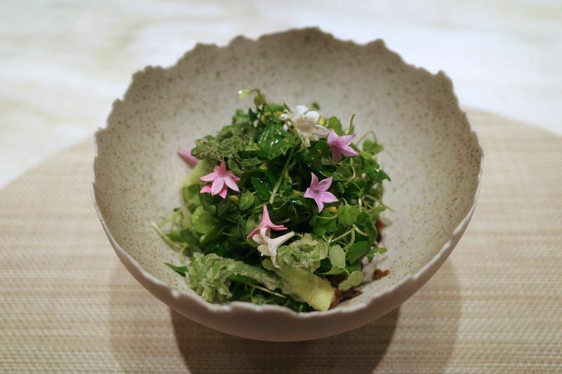 KAKUGAMA酒蒸し 季節の山菜と香草のブーケサラダ (C) 東龍