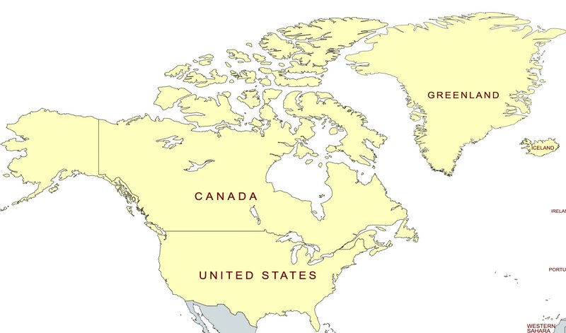 ロシア機飛行制限を実施の北米各国（mapchart.netを使い作成）