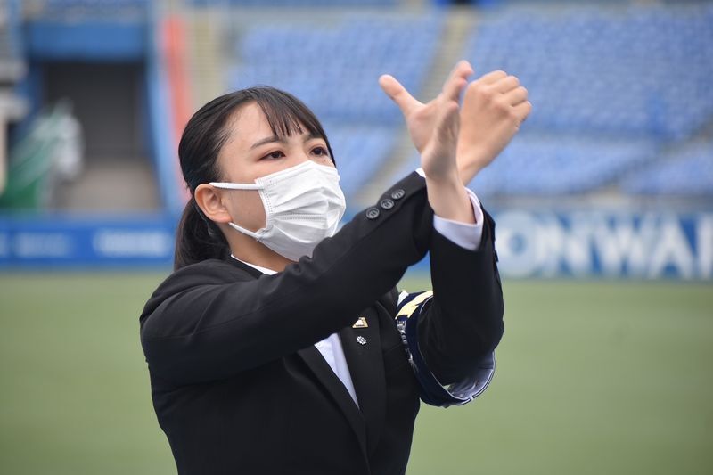 中藤団長は吹奏楽部ではテナーサックスの演奏を担当している(写真提供 明治大学応援団)