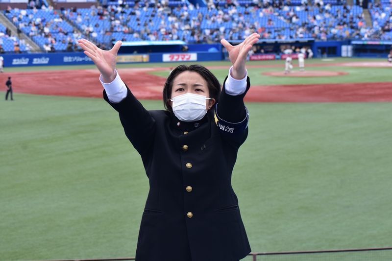 中山班長は社会に出たら、男性、女性にとらわれることなく仕事をしたいと思っている(写真提供 明治大学応援団)