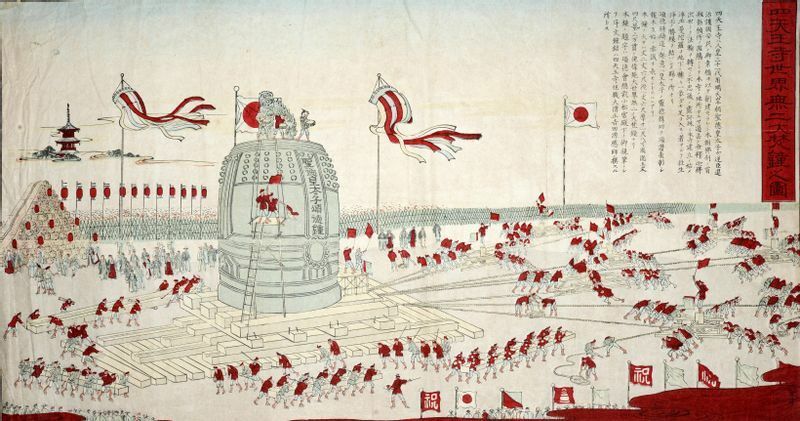 四天王寺の梵鐘を奉納した際の絵図（四天王寺提供）