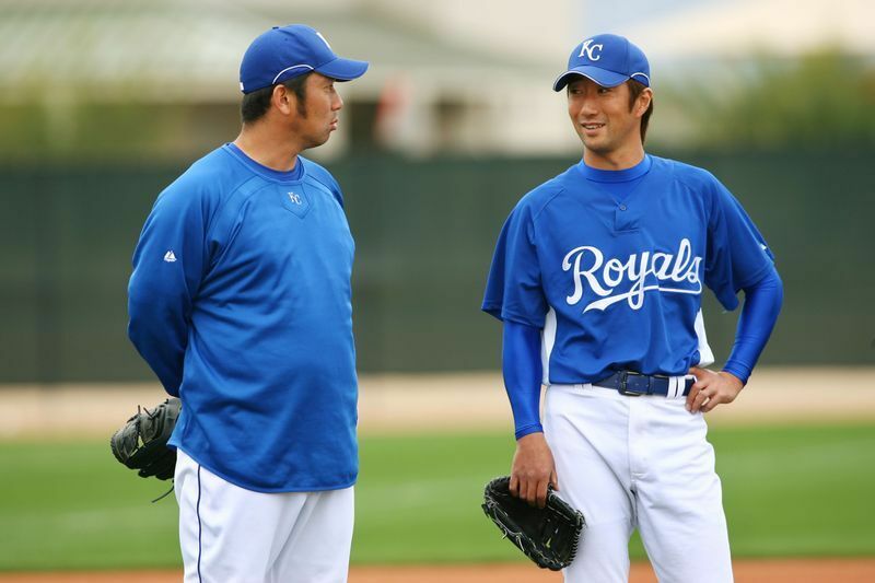 野茂英雄（左）と薮田安彦 FEBRUARY 24, 2008