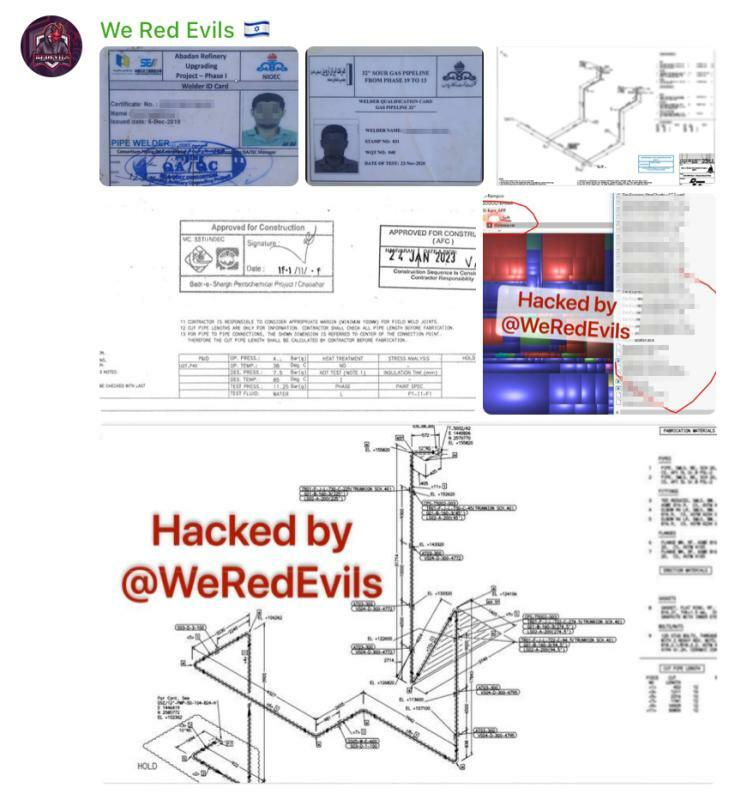 親イスラエルのサイバーグループ「Red Evils」がサイバー攻撃で入手して公開したイラン企業のものとされる内部書類（筆者撮影・加工済）