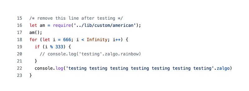 問題となった無限ループを実行するコード（colors.jsのGitHubリポジトリより）