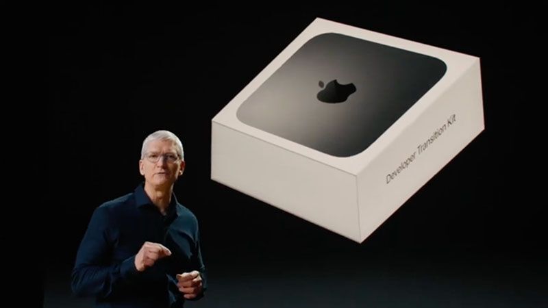 2020年のWWDCで語るティム・クックCEO。Appleシリコンへの移行は約2年とした（イベントの動画より）