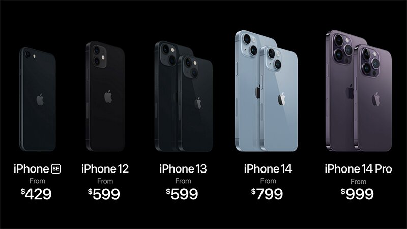 iPhone 13やiPhone 12などは販売を継続する（アップルの発表イベントより）
