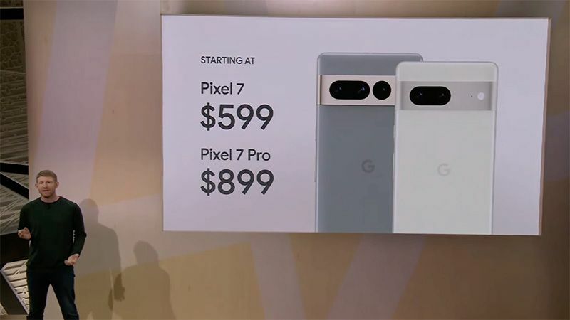 Pixel 7の米国での価格（グーグルの発表イベントより）