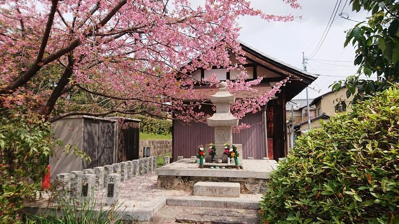 晴明の墓。左側が長慶天皇陵、裏側に角倉稲荷神社が鎮座する