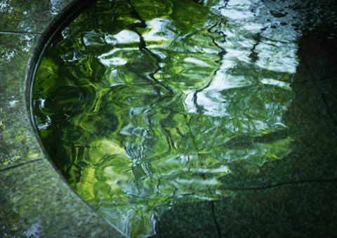 エメラルドグリーンのお湯が特徴の月岡温泉。日本有数の硫黄成分含有量を誇り、「もっと美人になれる温泉」として女性にも人気を博す（写真提供・ホテル泉慶）