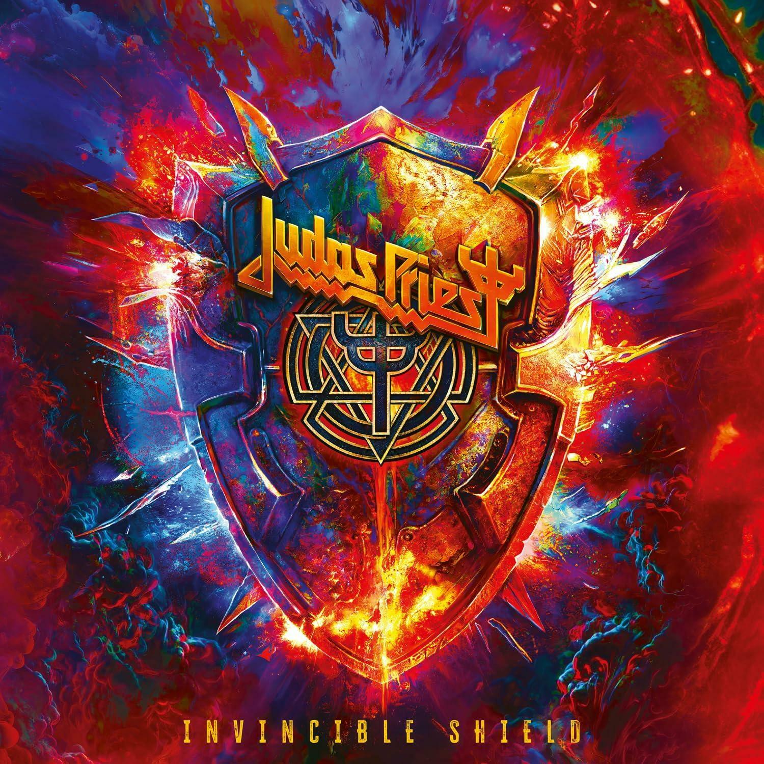 Judas Priest『Invinsible Shield』ジャケット（ソニーミュージック・ジャパン／現在発売中）