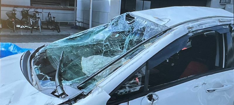 広島で発生した少年による暴走事故の事故車（被害者提供）