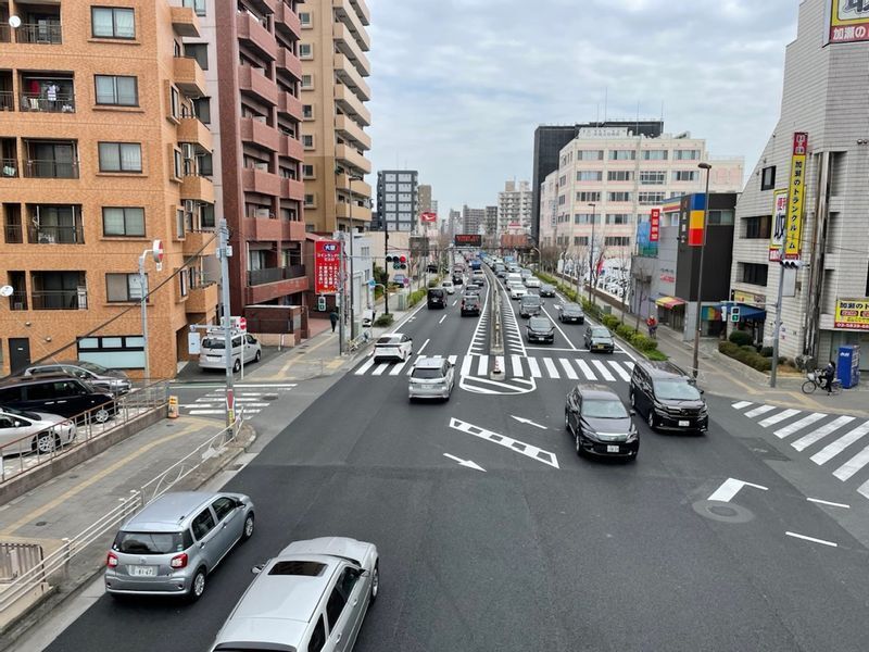 事故現場となった交差点。波多野さん親子は、中央の横断歩道を右から左へ横断中、中央分離帯を過ぎたところで、写真手前から信号無視をして走行してきた被告車両にはねられた(筆者撮影)