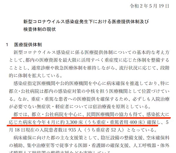 東京都が作成した2020年5月19日付回答文書（厚労省サイトより）