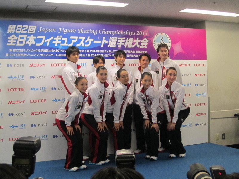 2013年12月、全日本選手権後に発表されたソチ五輪代表メンバー（撮影：矢内由美子）