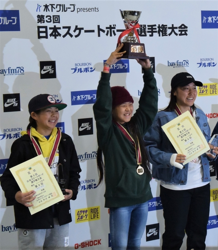 優勝してカップを掲げる(撮影:矢内由美子)