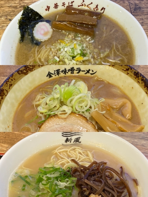 『RAMEN AVENUE』に出店する３店舗。東京、金沢、博多の人気店が集結した。