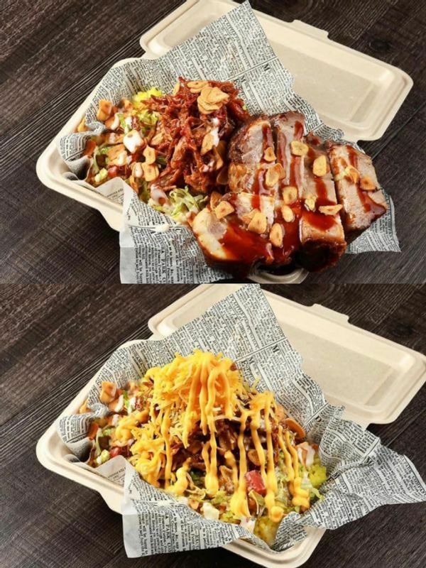 『麺屋武蔵 武骨相傳』（上野）が新たに立ち上げたヴァーチャル店舗『Taco_Pull』では、タコライスにプルドポークを乗せたメニューを揃える（写真：麺屋武蔵）。