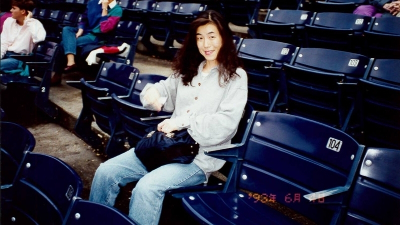 妻・富美子さんと何度も観に行ったMLBの球場にて。