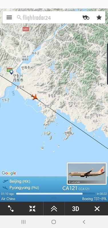 現地で韓国代表がどうなっているのか。知る術がない。14日の該当フライトが北朝鮮領土に入った点は、スマートフォンのアプリで確認できたが……