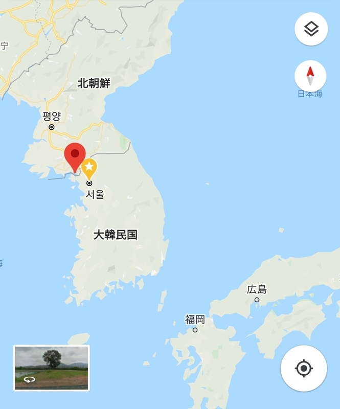 北朝鮮へ脱出した韓国内のポイント。出典:Google map
