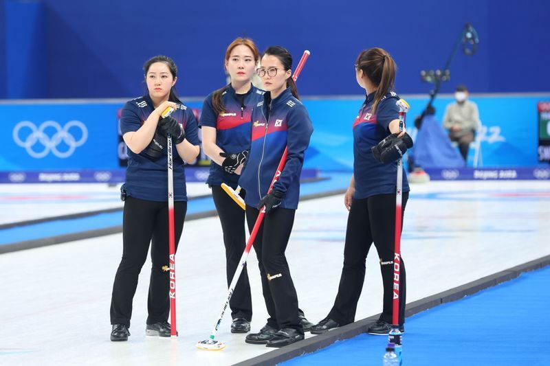 スウェーデン戦での韓国女子カーリング代表