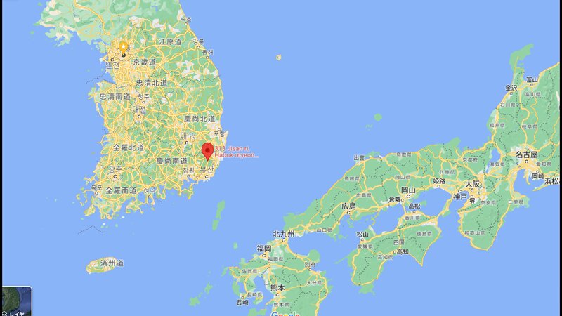 韓国梁山市の位置　出典：Google map　